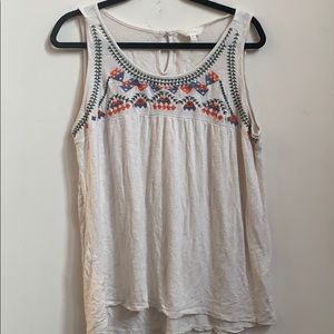 Boho tank with orange/blue/olive detail, XL